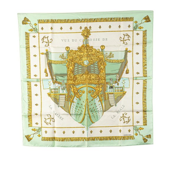 Hermes Hermès Carré 90 "VUE DU CAROSSE DE LA GALERE REALE" Queen's Coronation... - Picture 1 of 6